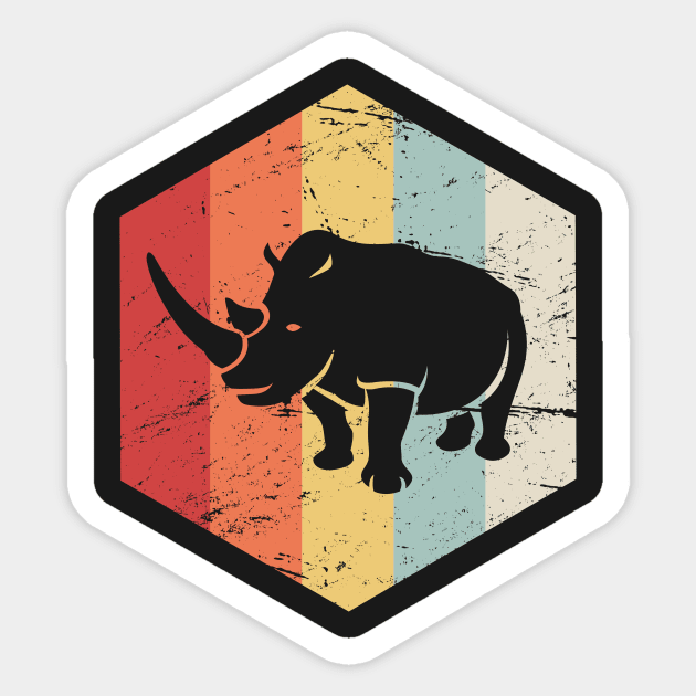 Retro 70s Rhino Sticker by MeatMan